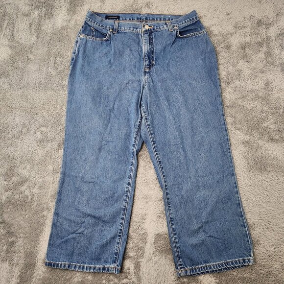 Lands End Jeans Womens 14 Blue Straight Denim 100% Cotton Medium Wash Casual - Picture 1 of 16